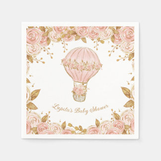 Serviette En Papier Baby shower Whimsical Hot Air Balloon Girl