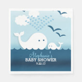 Serviette En Papier Baby shower Whimsical Whales (garçon) (Devant)