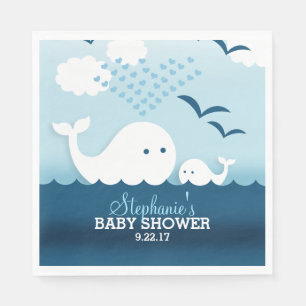 Serviette En Papier Baby shower Whimsical Whales (garçon)