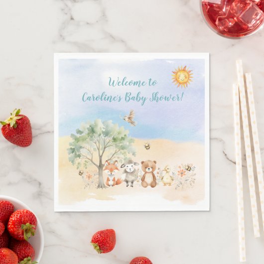 Serviette En Papier Baby shower Whimsical Wildlife Animaux (En situation)