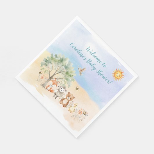 Serviette En Papier Baby shower Whimsical Wildlife Animaux (Coin)