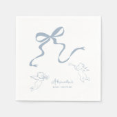 Serviette En Papier Baby shower Whimsy Dusty Blue Bow (Devant)