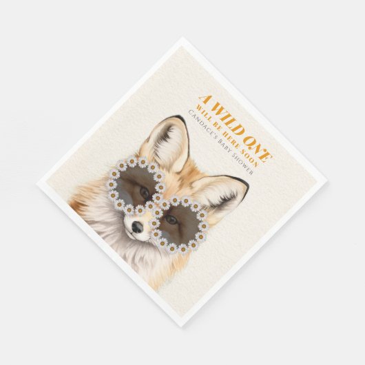 Serviette En Papier Baby shower Wild One Daisy Fox (Coin)