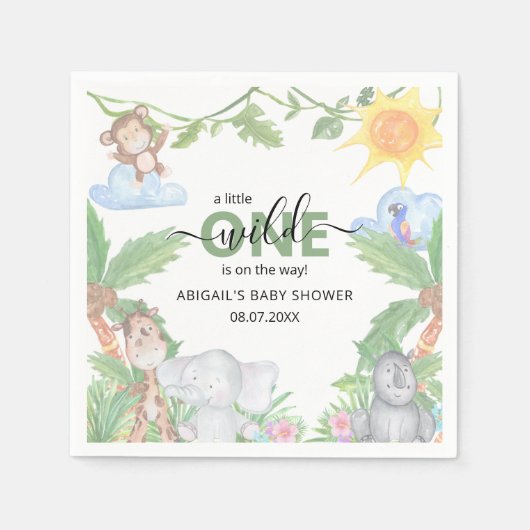 Serviette En Papier Baby shower Wild One Safari serviettes (Devant)