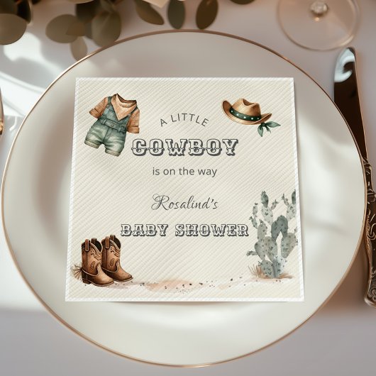Serviette En Papier Baby shower Wild West Western Cowboy