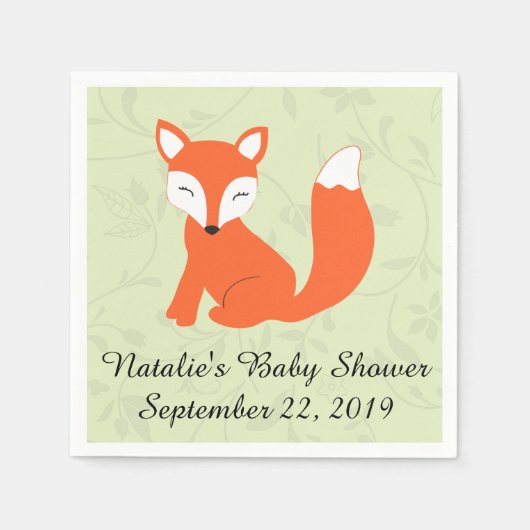 Serviette En Papier Baby shower Woodland Fox (Devant)
