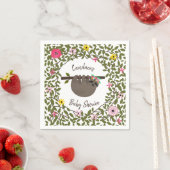 Serviette En Papier Baby Sloth Baby shower de verdure fleurie (En situation)