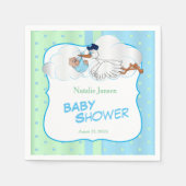 Serviette En Papier Baby Stork avec un mignon petit bébé garçon (Devant)