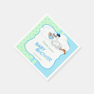 Serviette En Papier Baby Stork avec un mignon petit bébé garçon