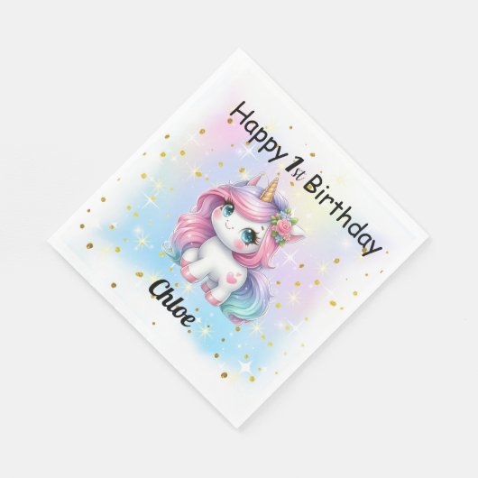 Serviette En Papier Baby Unicorn Paper Napkins. (Coin)