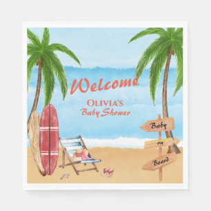 Serviette En Papier Baby vintage À Bord Baby shower de surf Accueil