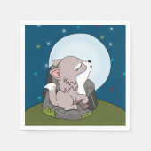 Serviette En Papier Baby Wolf hurle à une lune (Devant)