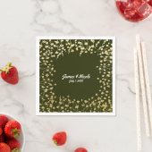 Serviette En Papier Baby's Breath Floral Rustique Vert Olive Doré (En situation)