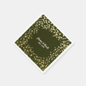 Serviette En Papier Baby's Breath Floral Rustique Vert Olive Doré (Coin)