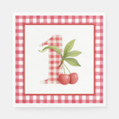 Serviette En Papier Baby's Cherry First Red Gingham Birthday (Devant)