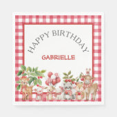Serviette En Papier Baby's Cherry First Red Gingham Birthday (Devant)