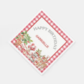 Serviette En Papier Baby's Cherry First Red Gingham Birthday (Coin)