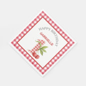 Serviette En Papier Baby's Cherry First Red Gingham Birthday (Coin)