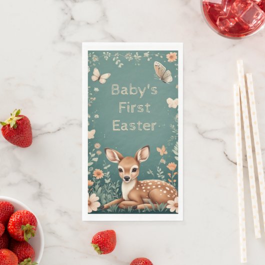 Serviette En Papier Baby's First Easter Woodland Animals Deer Spring  (En situation)
