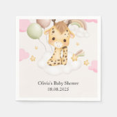 SERVIETTE EN PAPIER BABYSHOWER GIRAFFE ROSE BÉBÉ (Devant)
