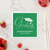 Serviette En Papier Bac blanc de graduation de script vert (En situation)