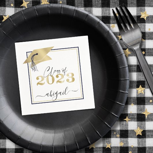 Serviette En Papier Bac de diplôme Script métal or