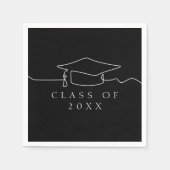 Serviette En Papier Bac de graduation en ligne noire simple (Devant)