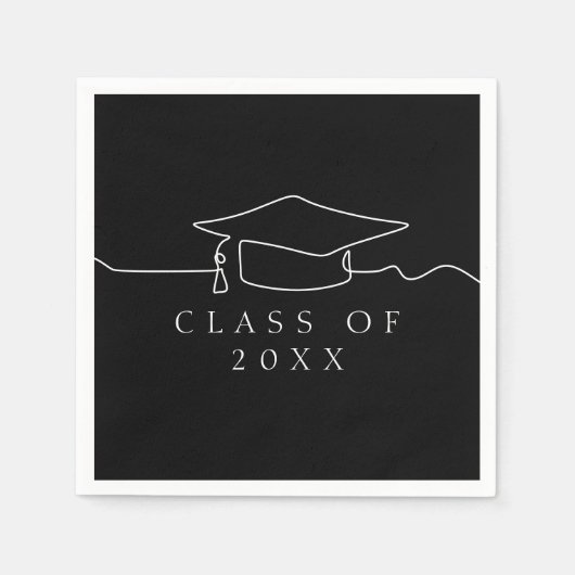Serviette En Papier Bac de graduation en ligne noire simple (Devant)