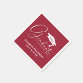 Serviette En Papier Bac Maroon de graduation de script blanc (Coin)