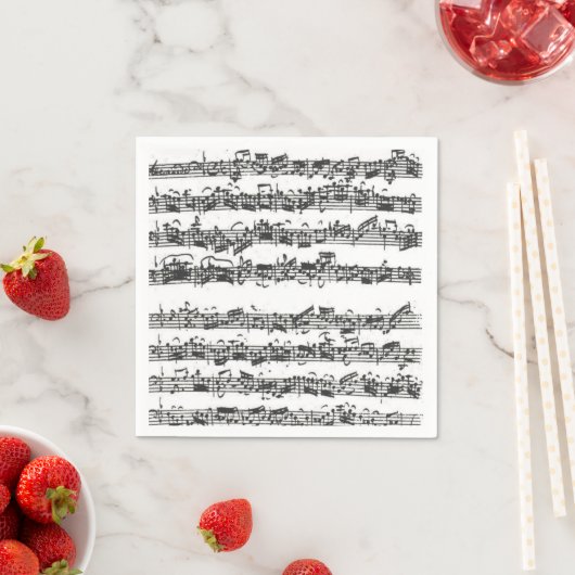 Serviette En Papier Bach Cello Suite Music Manuscrit (En situation)