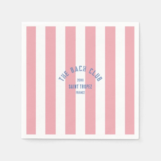 Serviette En Papier Bach Club Blue Crest Rose Cabana Stripe (Devant)