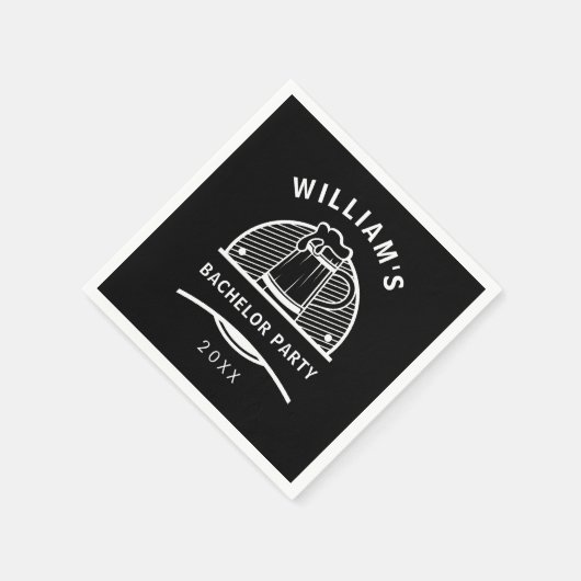 Serviette En Papier Bachelor Party Bière noire et blanche (Coin)