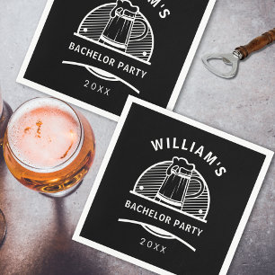 Serviette En Papier Bachelor Party Bière noire et blanche