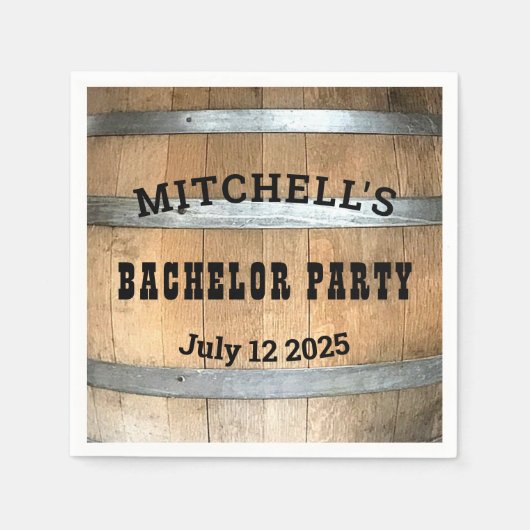 Serviette En Papier Bachelor Party personnalisées Baril-Whiskey Napkin (Devant)
