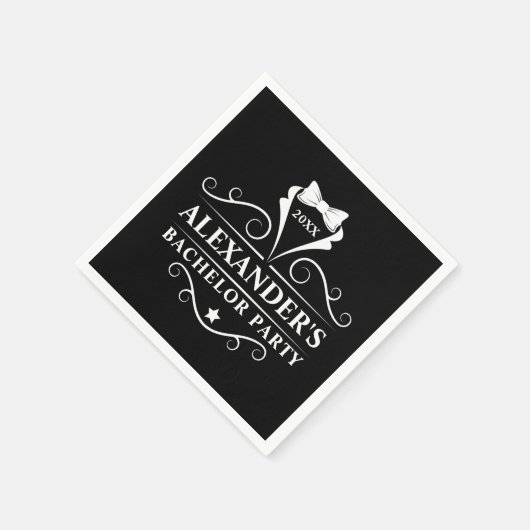 Serviette En Papier Bachelor Party Tuxedo Cravate Black Paper (Coin)