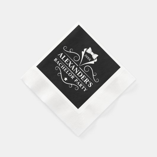 Serviette En Papier Bachelor Party Tuxedo Cravate noir (Coin)
