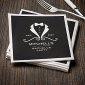 Serviette En Papier Bachelor Party Tuxedo Suit Bowtie Black Wedding