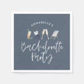 Serviette En Papier Bachelorette à champagne moderne girly bleu (Devant)
