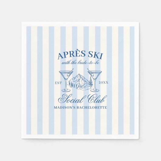 Serviette En Papier Bachelorette Bleue Bleu Apres Ski (Devant)