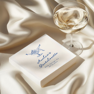 Serviette En Papier Bachelorette Bleue Tiré À La Main