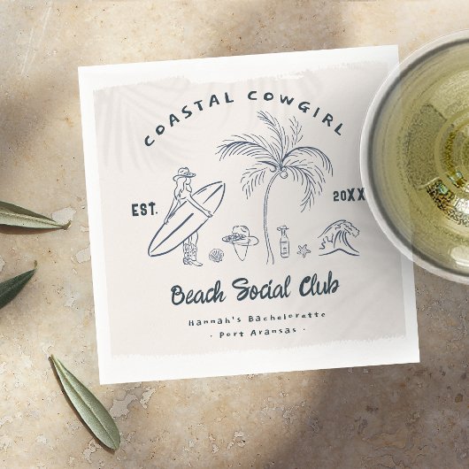 Serviette En Papier Bachelorette Coastal Cowgirl
