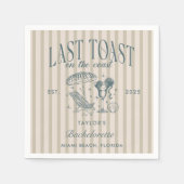 Serviette En Papier Bachelorette Côtière Cocktail Party Navy (Devant)