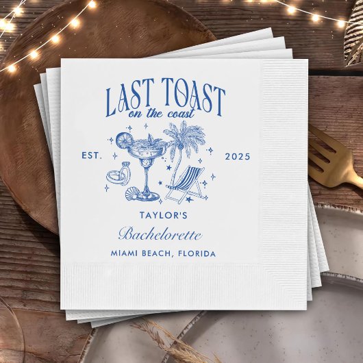 Serviette En Papier Bachelorette Côtière Moderne Cocktail Party Blue