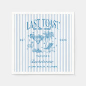 Serviette En Papier Bachelorette Côtière Moderne Cocktail Party Blue (Devant)