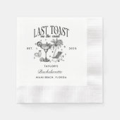 Serviette En Papier Bachelorette côtière moderne Cocktail Party Noir (Devant)