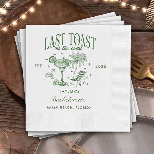 Serviette En Papier Bachelorette Côtière Moderne Cocktail Party Vert