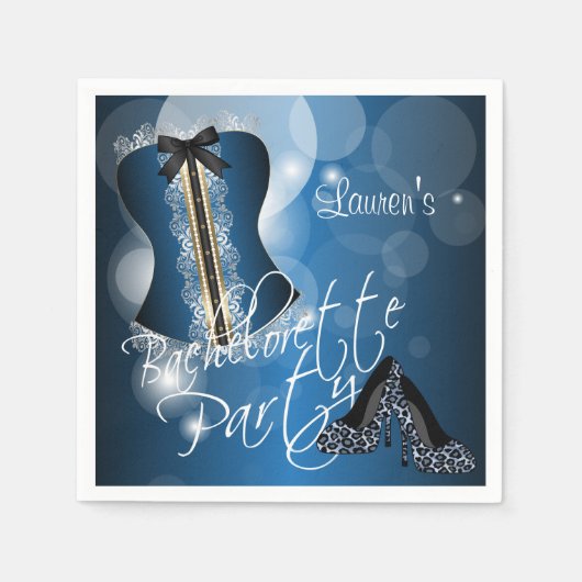 Serviette En Papier Bachelorette de lingerie glamour | Bleu (Devant)