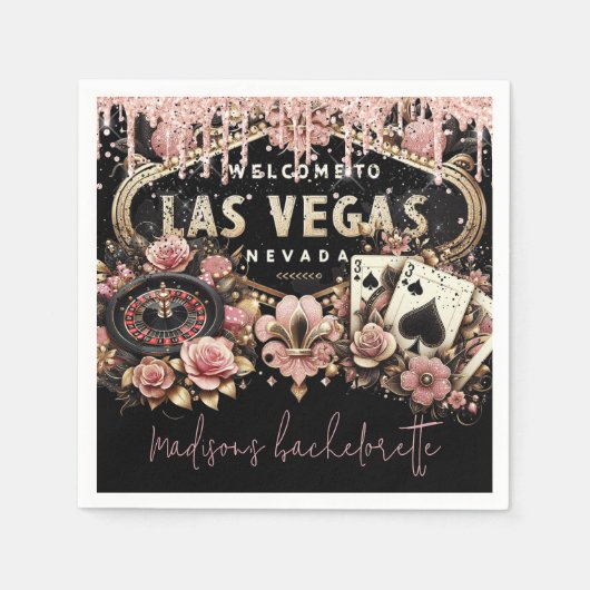 Serviette En Papier Bachelorette de luxe personnalisée Las Vegas (Devant)