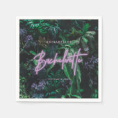 Serviette En Papier Bachelorette de néon violet clair moderne (Devant)