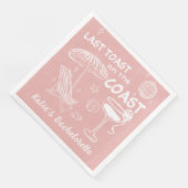 Serviette En Papier Bachelorette dernière Toast Coast rose manuscrite (Coin)